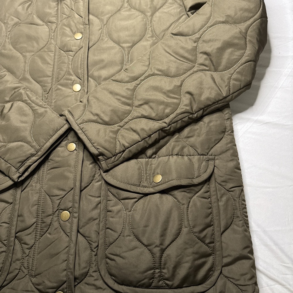 Old Navy Quilted Barn Chore Jacket Corduroy Collar Coat Womens Small Olive Green - Picture 7 of 8